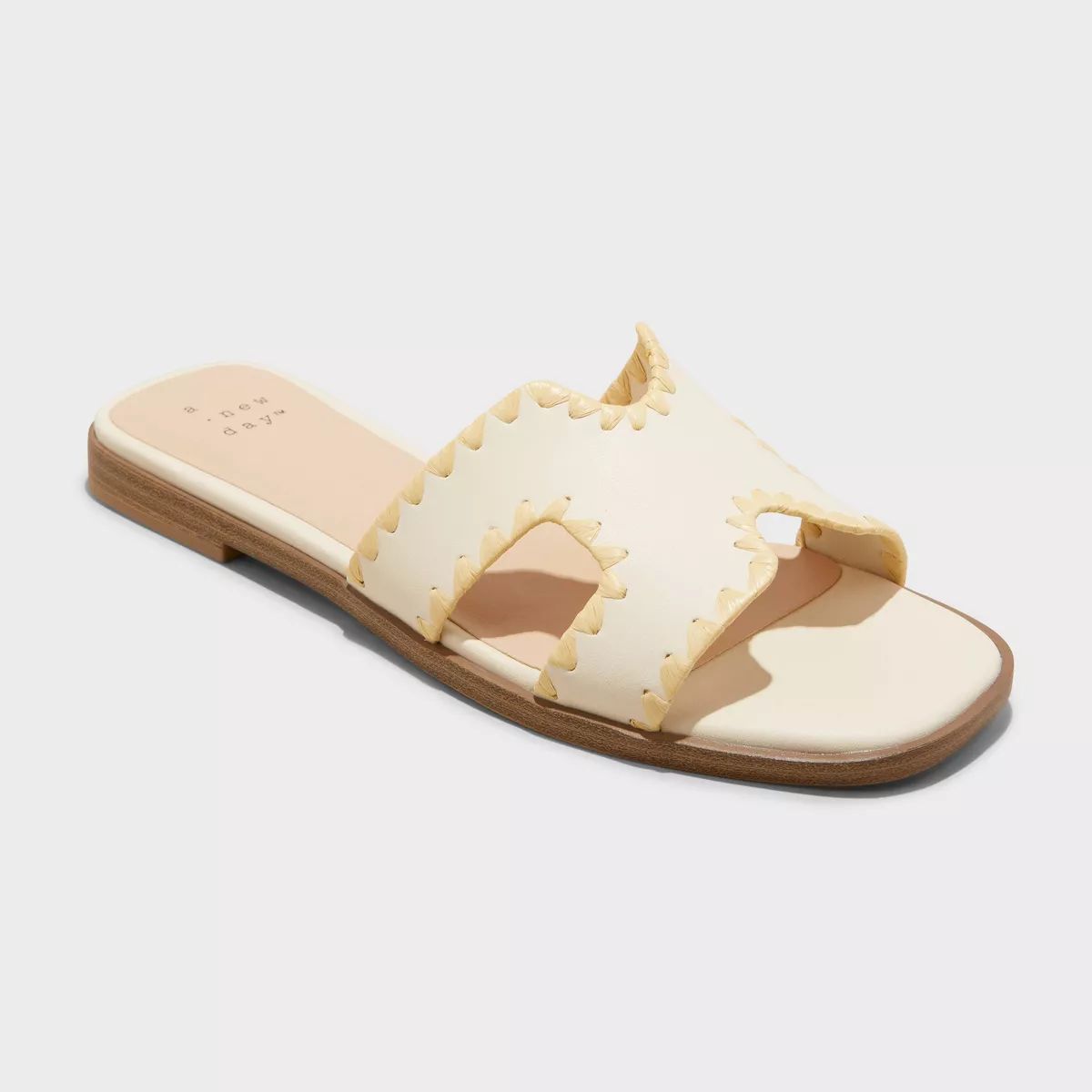 Women's Helena Whipstitch Slide Sandals - A New Day™ White 6.5 | Target