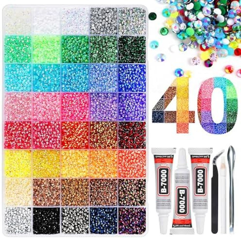 Bedazzling Kit with Resin Rhinestones, 32,000 pcs 40 Colors 3 mm Flatback Jelly Gems Bedazzler Se... | Amazon (US)