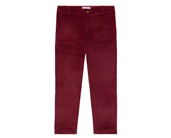 Burgundy Reinaldo Corduroy Boy Trousers | JoJo Mommy