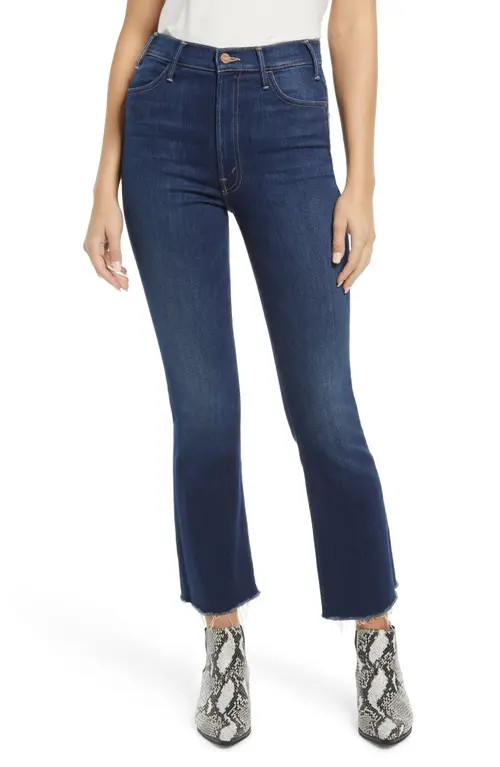 MOTHER The Hustler Frayed High Waist Ankle Flare Jeans in Home Movie at Nordstrom, Size 32 | Nordstrom