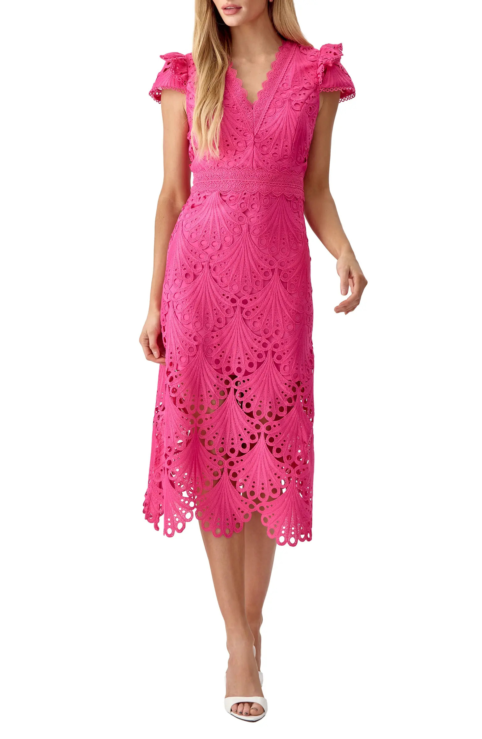 Mia 3D Embroidered Midi Dress | Nordstrom