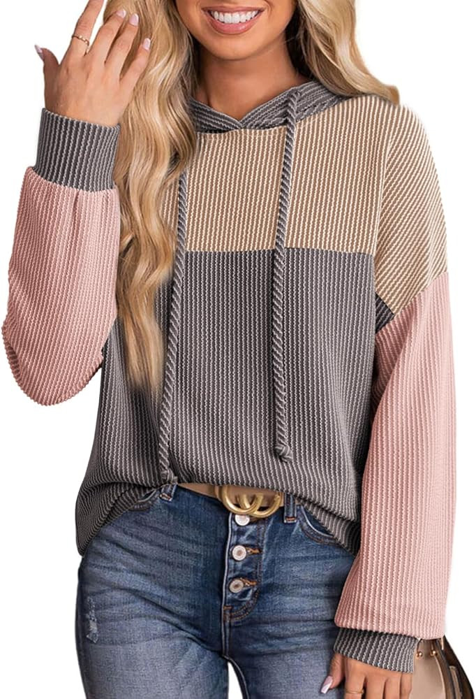Dokotoo Hoodies for Women Color Block Oversized Sweatshirt Long Sleeve Drawstring Casual Lightwei... | Amazon (US)