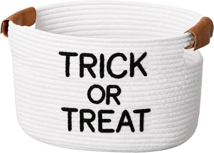 Halloween Trick or Treat Basket, Cotton Rope Storage Bin, 15 x 10 x 9 in | Amazon (US)