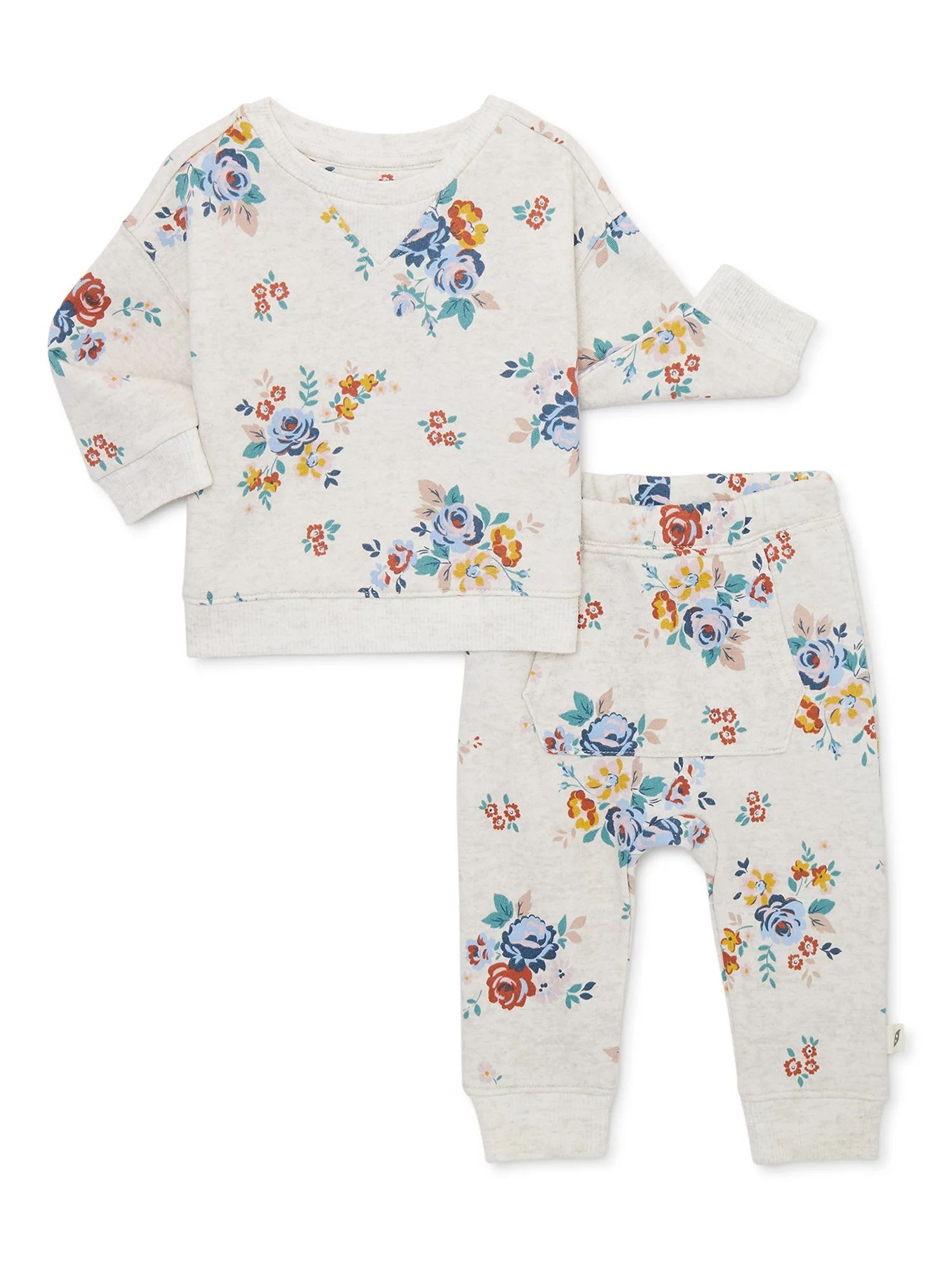 easy-peasy Baby Print Sweatshirt and Jogger Pants Outfit Set, 2-Piece, Sizes 0/3-24 Months | Walmart (US)