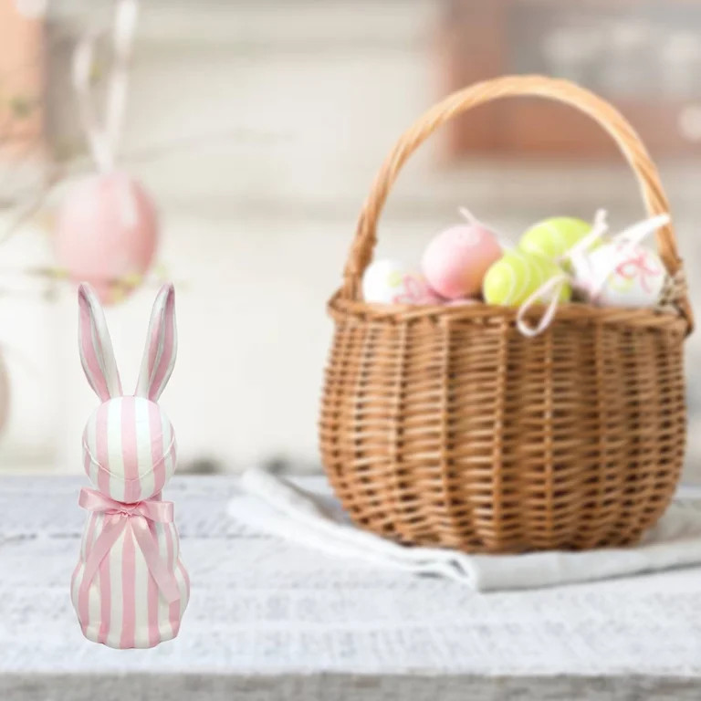 Striped Bunny Tabletop Decoration, Pink and White, 16", Easter by Way To Celebrate | Walmart (US)