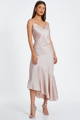QUIZ Women's Satin V Neck Maxi Dress - Macy's | Macy's