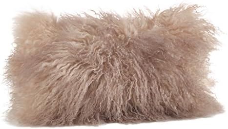 100% Wool Mongolian Lamb Fur Throw Pillow | Amazon (US)