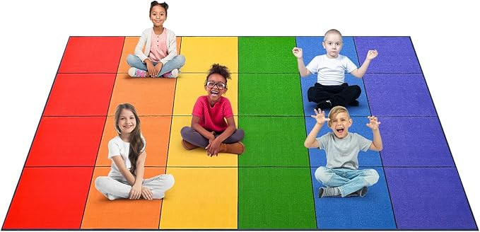 Booooom Jackson Classroom Rug Elementary, Large Rainbow Classroom Carpet Preshool Seating Rug for... | Amazon (US)