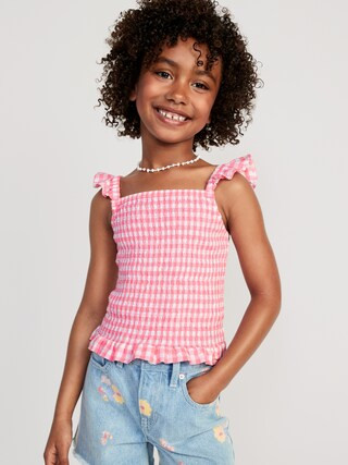 Printed Flutter-Sleeve Smocked Top for Girls | Old Navy (US)