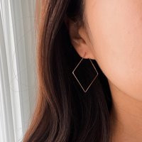 14K Solid Gold Square Hoop Earrings/Infinity Geometric Hoops Simple For Pair | Etsy (US)