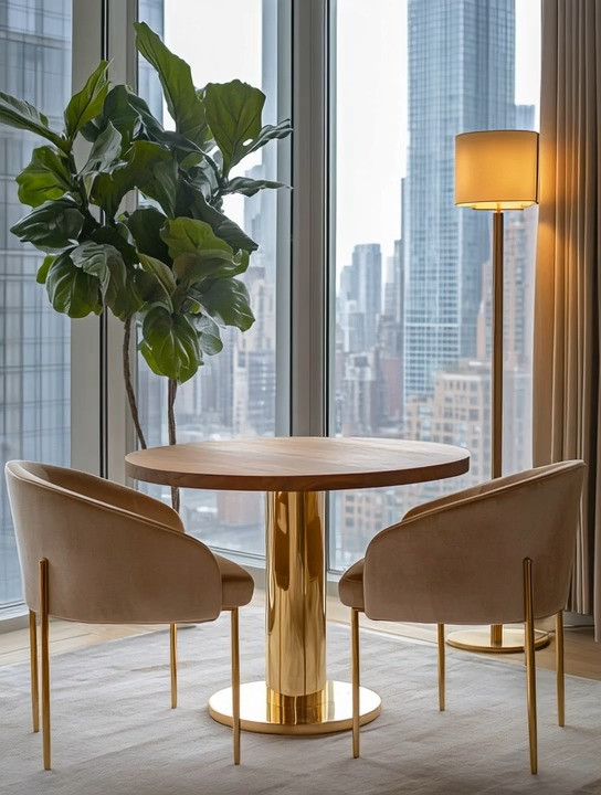 Table for two — at home.

This elegant dining setup is perfect for a cozy date night, a quiet breakfast, or a simple afternoon coffee that feels intentional. A round table with a sculptural gold base instantly elevates the space, while soft upholstered chairs keep it warm and inviting.

If you live in a high-rise, place it near the window and add a sleek floor lamp to softly frame the skyline at night. A beautiful plant completes the look, giving it that refined restaurant ambiance — without ever leaving home.

Romantic. Minimal. Effortlessly elevated.

#TableForTwo
#DateNightAtHome
#ElegantLiving
#ModernDining 

 #LTKHome