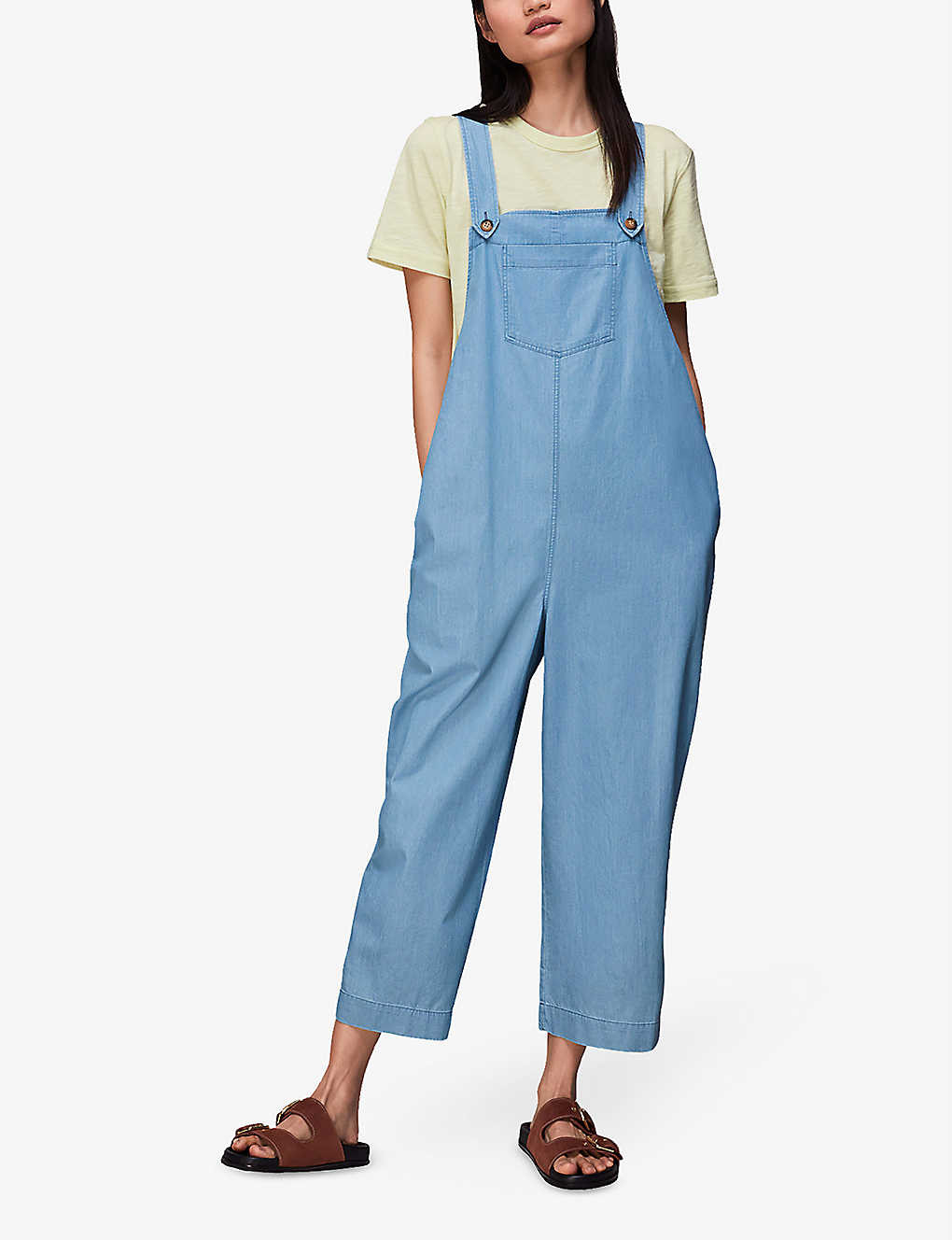 Rita sleeveless relaxed-fit wide-leg cotton-blend dungarees | Selfridges