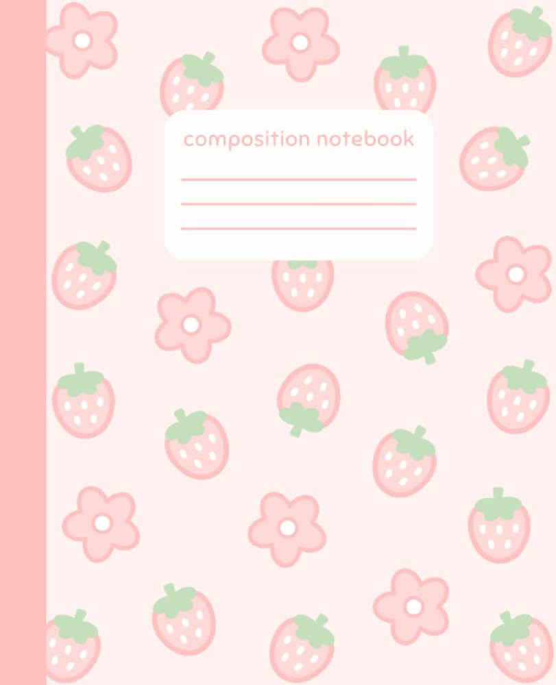 Composition Notebook: College Ruled Cute Strawberry and Kawaii Flower Pattern Pink Composition Bo... | Amazon (US)