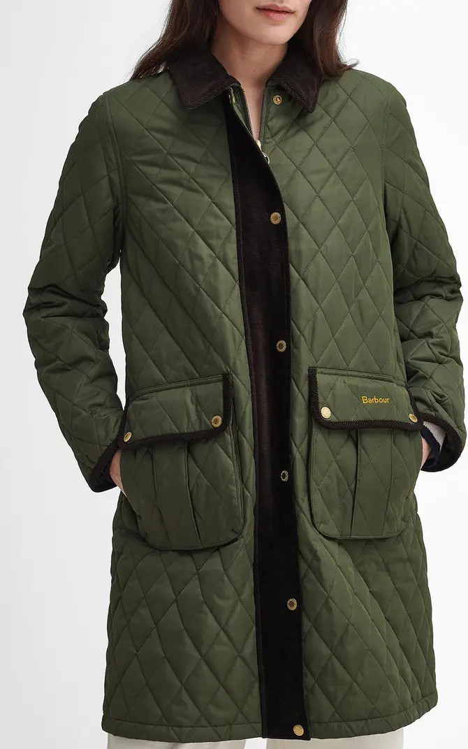 Barbour Tulip Corduroy Trim Quilted Coat | Nordstrom | Nordstrom
