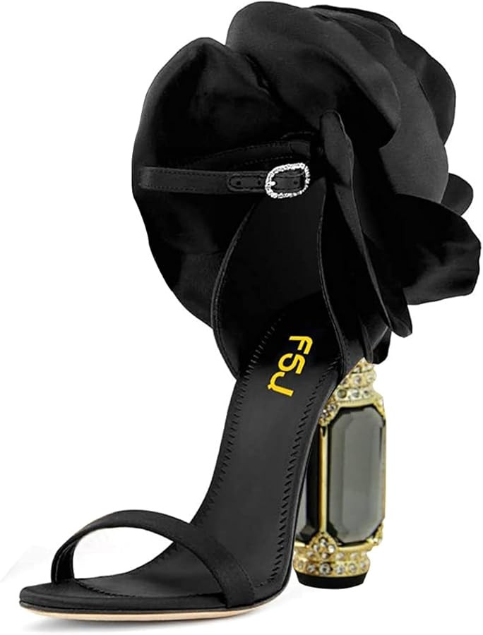 FSJ Women Open Toe Stylish Sandals Ankle Strap Chunky Block High Thick Heels Wedding Party Ballro... | Amazon (US)