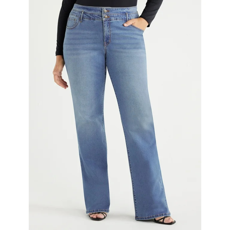 Sofia Jeans Women's Plus Size Marisol Curvy Bootcut Super High Rise 2 Button Jeans, 31.5" Inseam,... | Walmart (US)