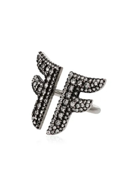 Flying F crystal-embellished logo ring | Farfetch (US)