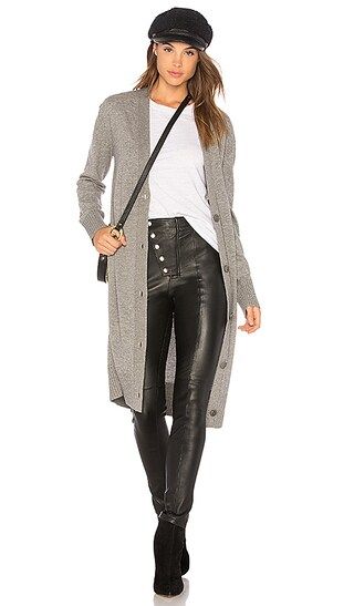 Theory Maxi V Neck Cardigan in Medium Heather Grey | Revolve Clothing