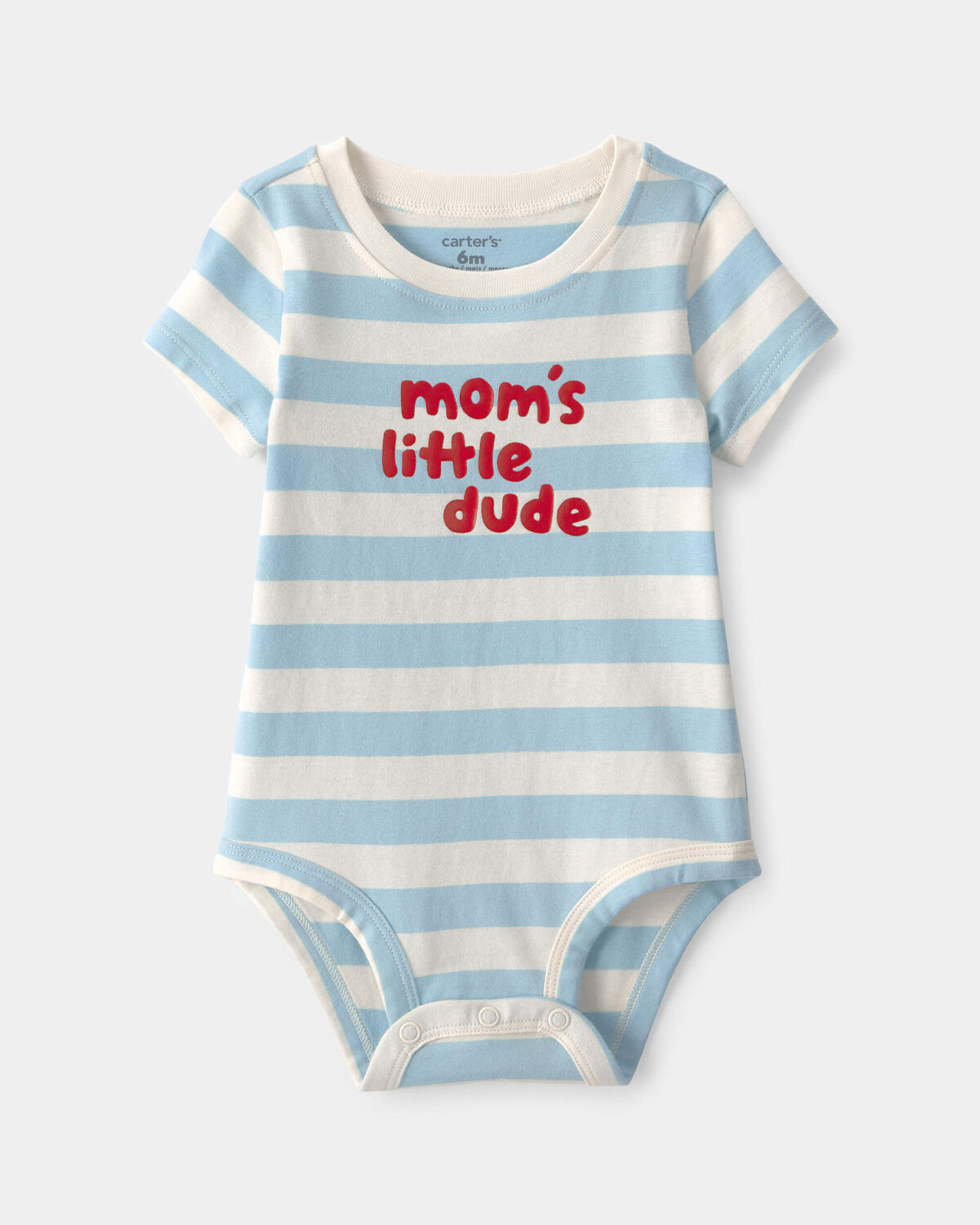 Baby Boy 'Mom's Little Dude' Striped Graphic Bodysuit - Blue/Ivory | Carter's Inc