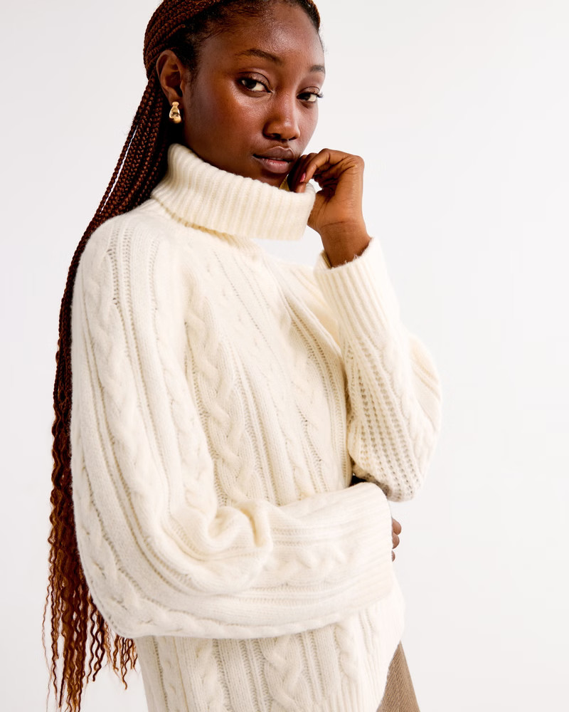 Women's Cable Knit Turtleneck Sweater | Women's Tops | Abercrombie.com | Abercrombie & Fitch (US)