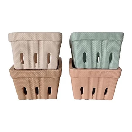 First of a Kind Stoneware Berry Baskets - Set of 4 Berry Containers Bowl - Multicolor - 4.25 Inch Sq | Walmart (US)