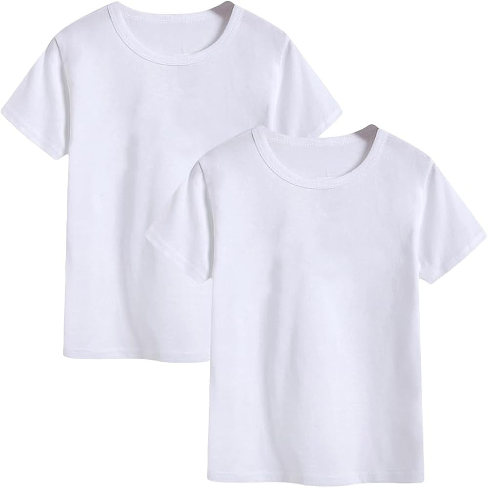 2-Pack Kids Cotton T-Shirts Short Sleeve Basic Tops for Boys and Girls | Amazon (US)