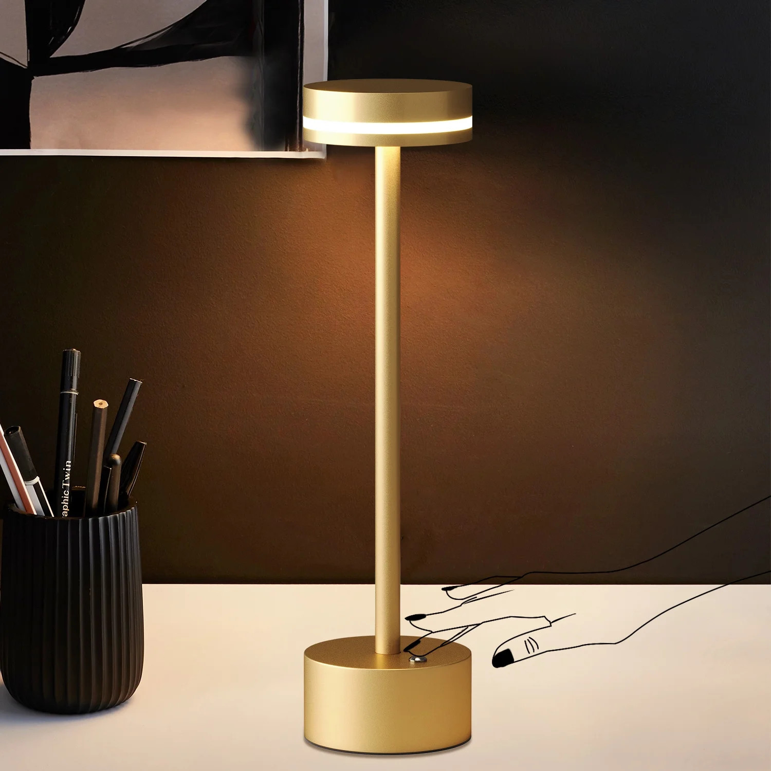 LED Rechargeable Cordless Aluminum Table Lamp, 3000K Warm White, 3 Settings Brightness, 4000mAh B... | Walmart (US)