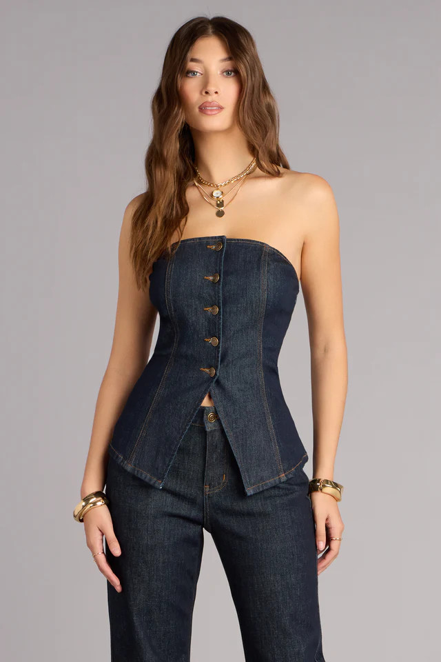 Effortlessly Dialed In Denim Strapless Top | Windsor Stores