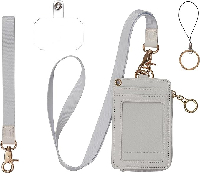 2-in-1 ID Badge Holder & Lanyard Wallet - Multi-Use Womens Small Wallet with Removable Wristlet &... | Amazon (US)