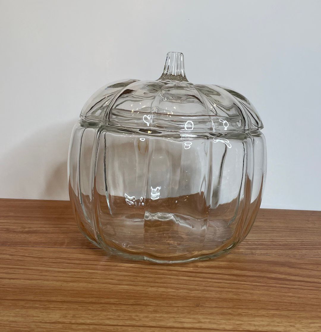 Vintage Glass Pumpkin Cookie Jar Fall Halloween Decoration - Etsy | Etsy (US)