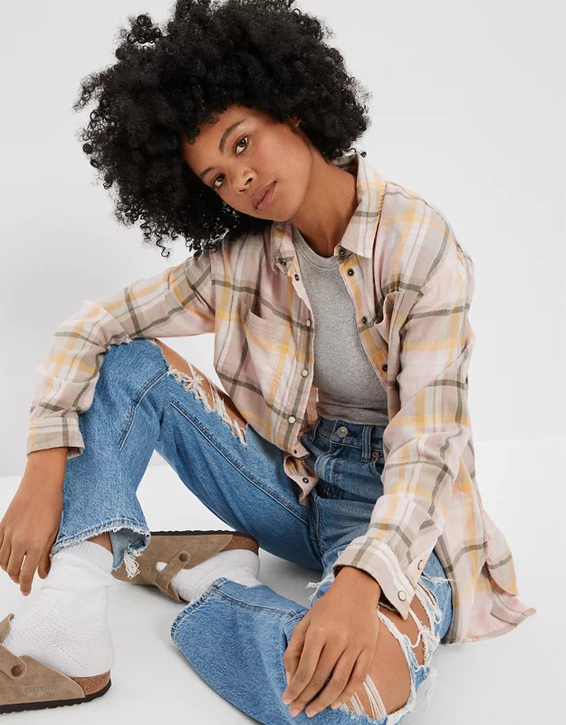 AE Oversized Flannel Shirt | American Eagle Outfitters (US & CA)