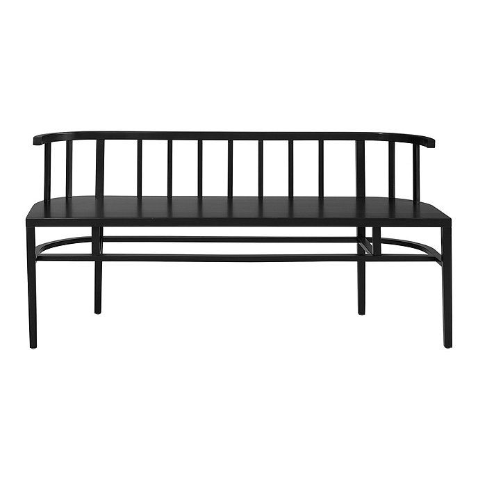 Cole Rounded wood Bench with Back in Black | Ballard Designs, Inc.