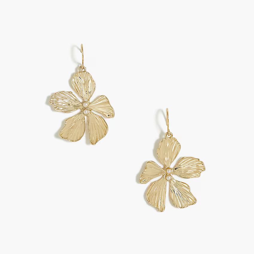 Gold floral earrings with pearls | J.Crew Factory