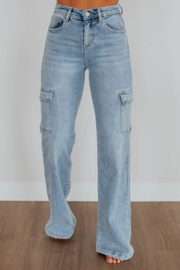 Leigh Risen Cargo Jeans - Light Wash | Wild Oak Boutique