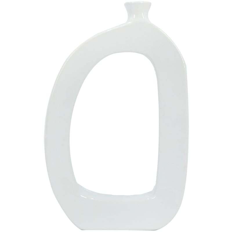 Crosby St. Riley White Open Ceramic Vase, 12" | At Home