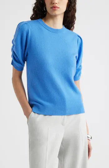 Ruched Short Sleeve Cashmere Sweater | Nordstrom