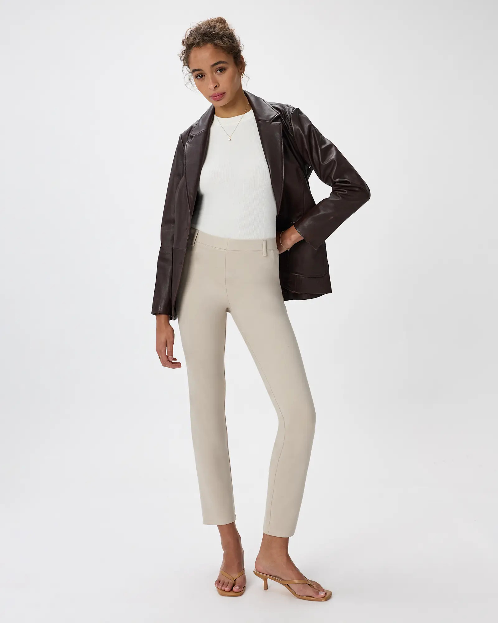Ultra-Stretch Ponte Straight Leg Pants in Ecru | Quince