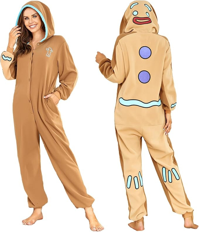RONGTAI Original丨Unisex Christmas Onesie Costumes One-Piece Cosplay Pajama Sleepwear for Adult | Amazon (US)