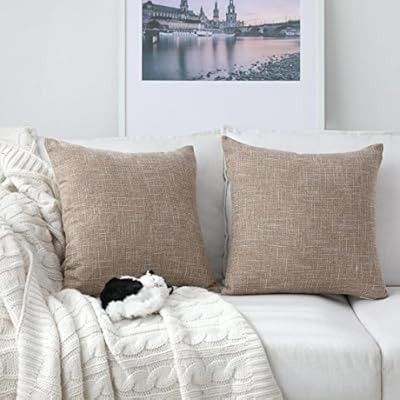 Kevin Textile Textural Faux Linen Throw Cushion Pillow Covers Shams for Couch, Invisible Zipper, ... | Amazon (US)