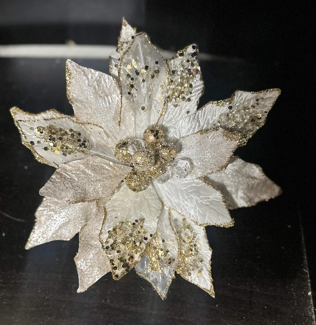 Champagne Poinsettia, XL Champagne Christmas Poinsettia, Poinsettia Stem, Cream Velvet Christmas ... | Etsy (US)