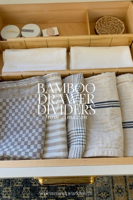 Bamboo drawer dividers from Spaceaid have been the best way to keep large drawers divided and conquered. They come with multiple panels so you can create sections for large and small items so everything has its place. I love an organized kitchen. Shop these and follow @pennyandpearldesign for more home style and interior design.



#LTKunder50 #LTKstyletip #LTKhome