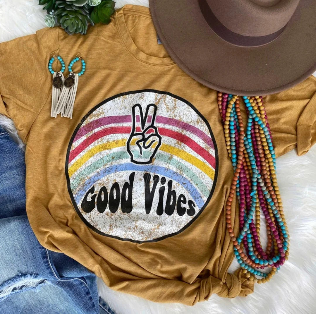 Good Vibes Shirt, Good Vibes T-Shirt, Good Vibes Shirt, Good Vibes, Retro Style Shirt, Retro Shir... | Etsy (US)