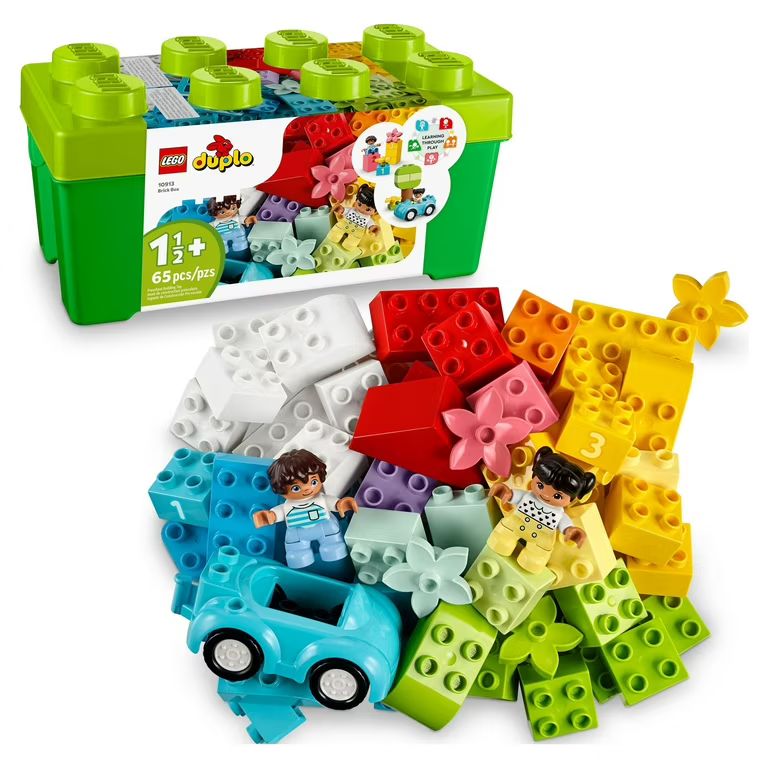 LEGO DUPLO Classic Brick Box Building Set with Storage 10913, Toy Car, Number Bricks and More, Le... | Walmart (US)