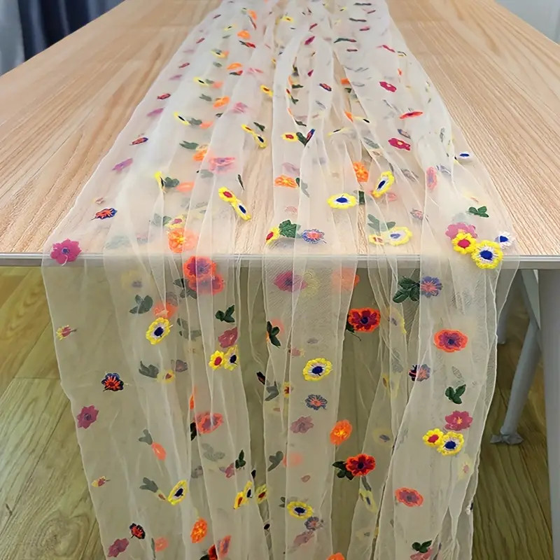 Tablecloth Pastoral Style Embroidery Craft Colorful Floral - Temu | Temu Affiliate Program