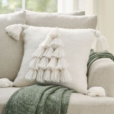 Tonal Ivory Christmas Pillow | Grandin Road
