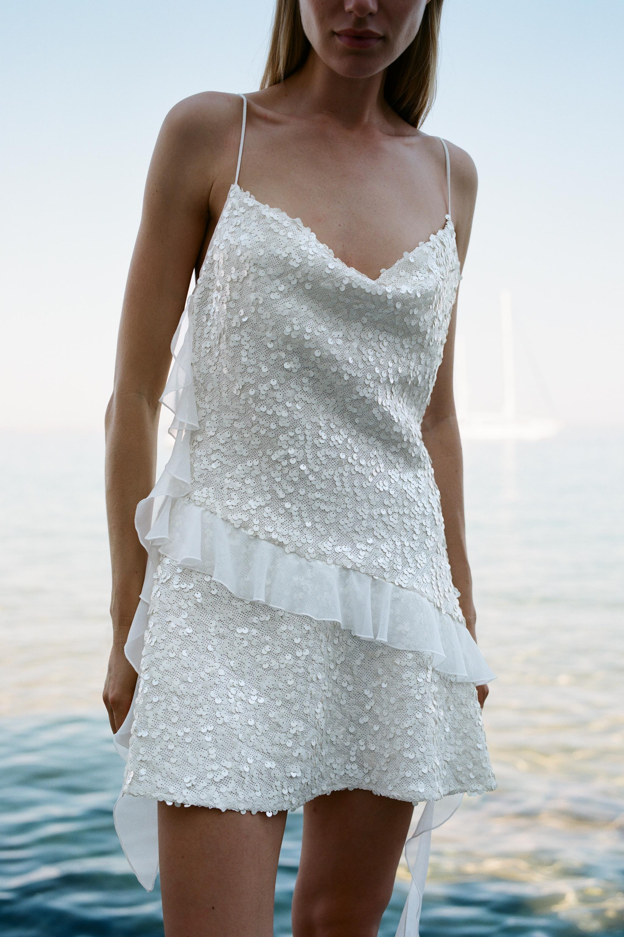 SEQUINNED RUFFLE MINI DRESS | Zara US
