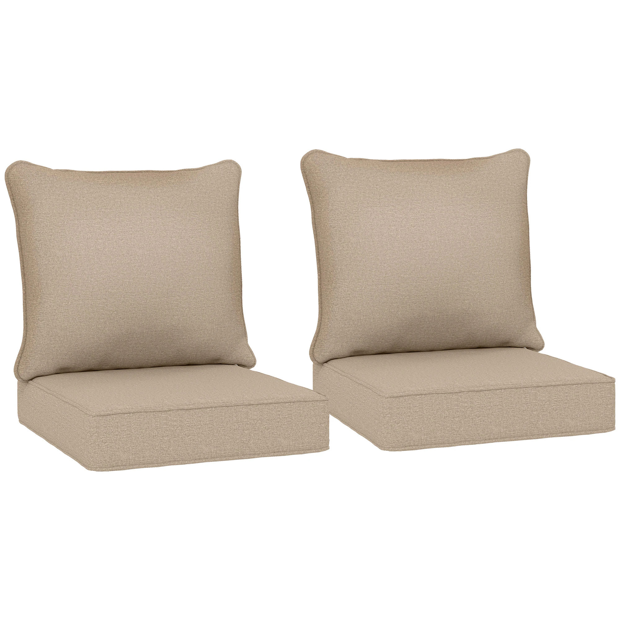 Outsunny Outdoor Chair Cushions Set of 2 Fade Resistant 24 x 24 In Deep Seat Patio Cushions for Chair Sofa and Outdoor Furniture Beige | Lowe's