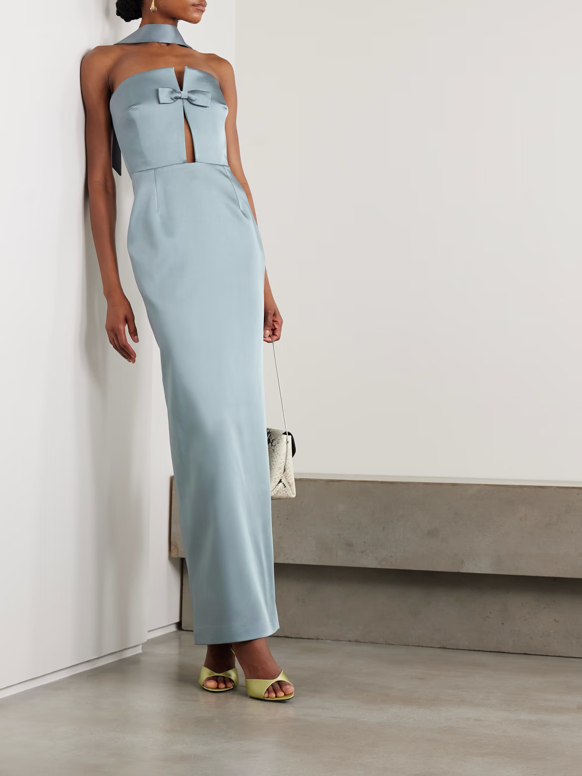 Holly bow-embellished cutout satin gown | NET-A-PORTER (US)