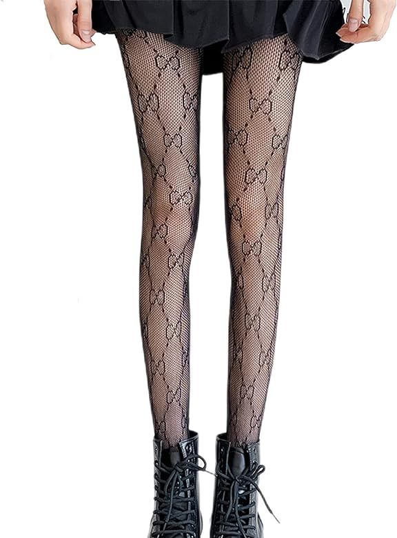 INNAPER Sexy Fishnet Stockings Fashion Letter Tights for Women Sexy Lace Leggings High Waisted Pa... | Amazon (US)