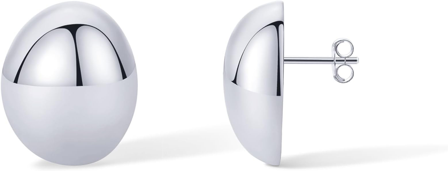 PAVOI 14K Gold Plated Vintage Dome Retro Rounded Button Half Ball Stud Earrings for Women | Gold ... | Amazon (US)